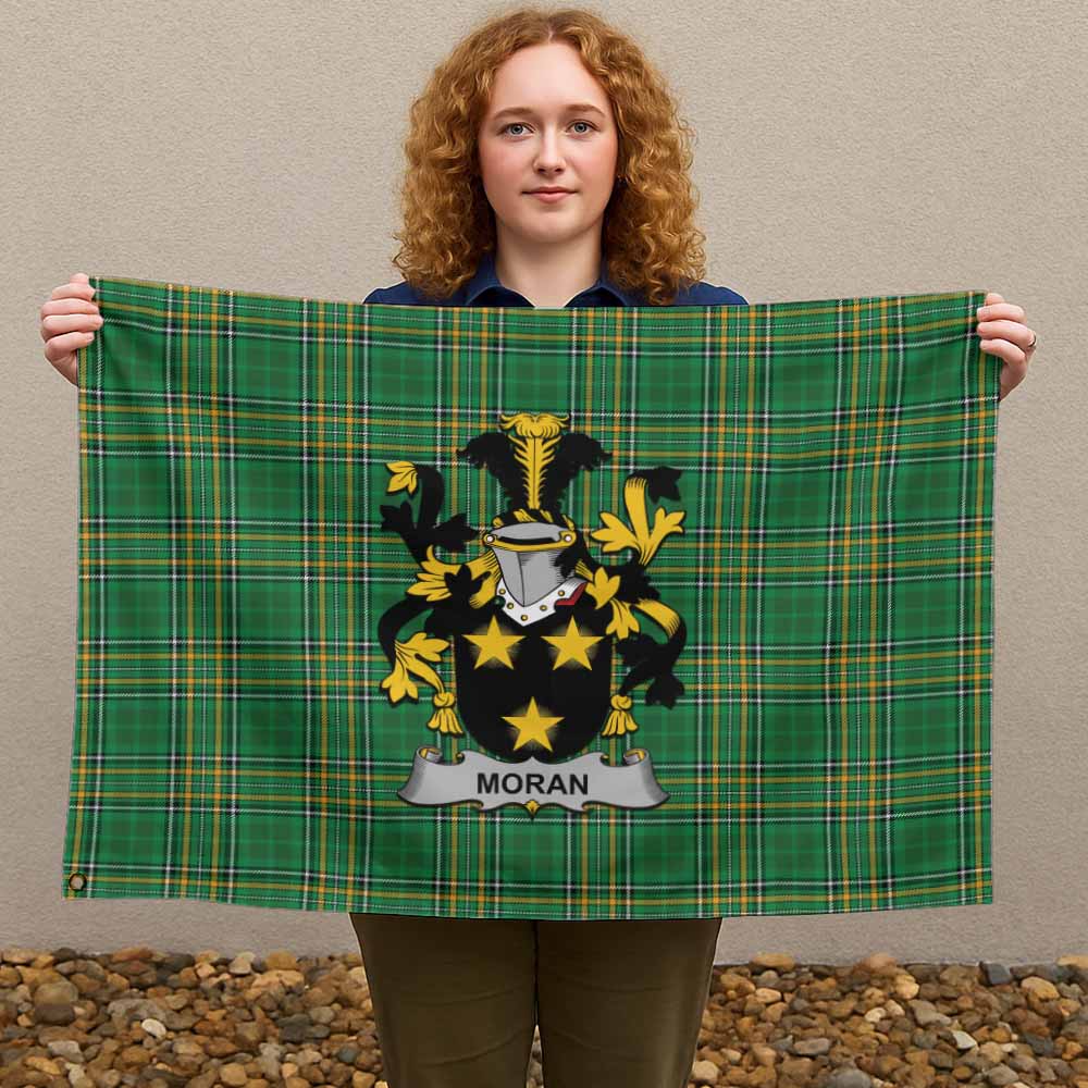 Tartan Vibes Clothing Moran Irish Clan Tartan House Flag with Coat of Arms