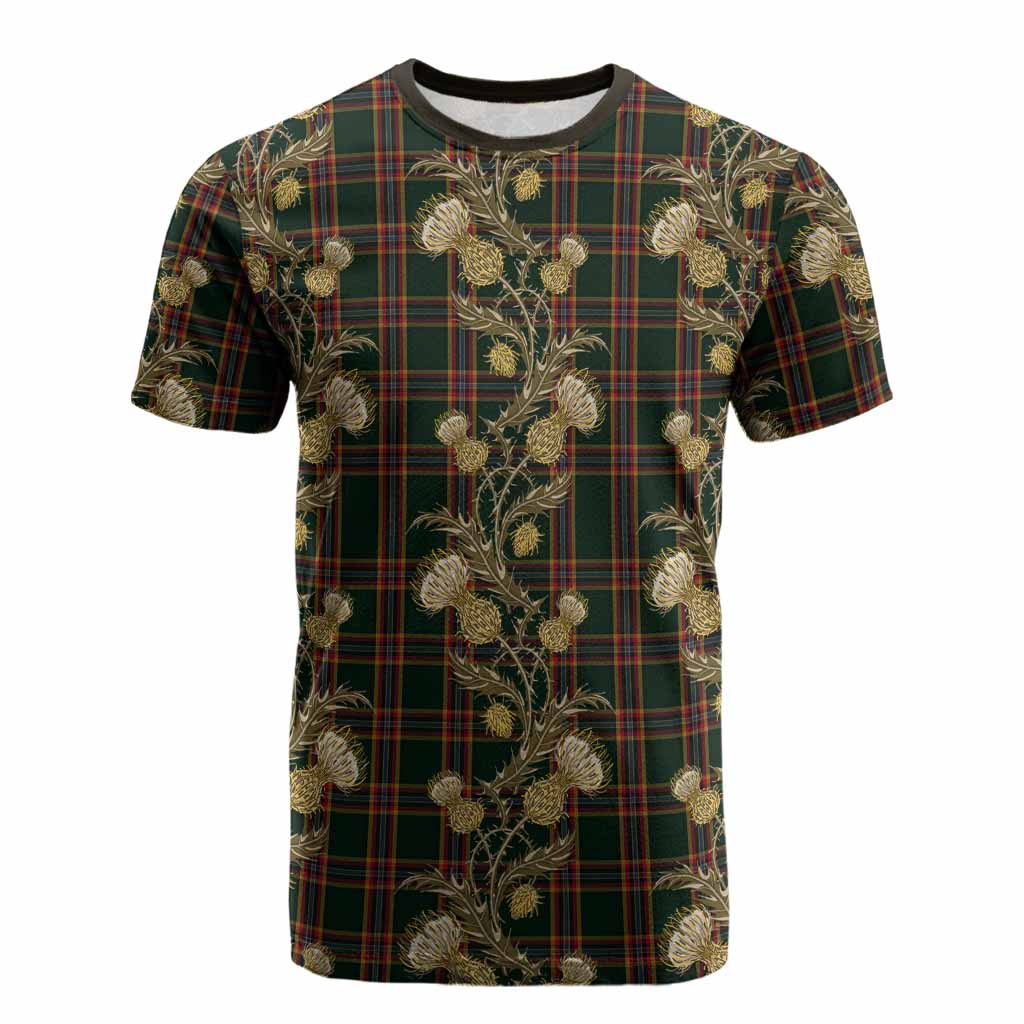 Moran Tartan Cotton T-shirt Seamless Scottish Thistle Flowers