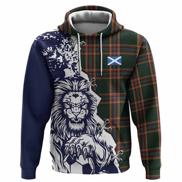 Moran Tartan Scottish Hoodie Angry Lion With Soccer Ball Style