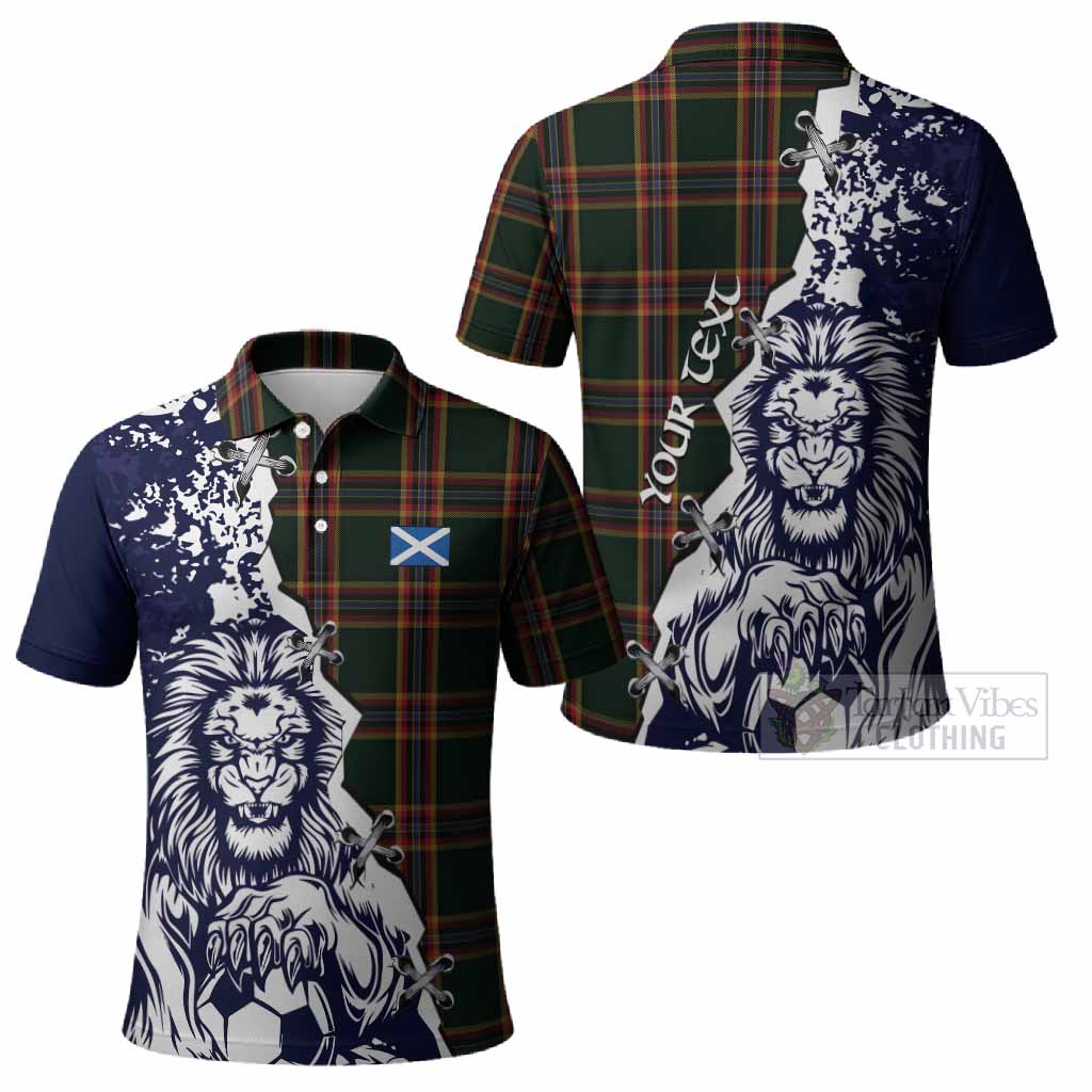 Moran Tartan Scottish Polo Shirt Angry Lion With Soccer Ball Style