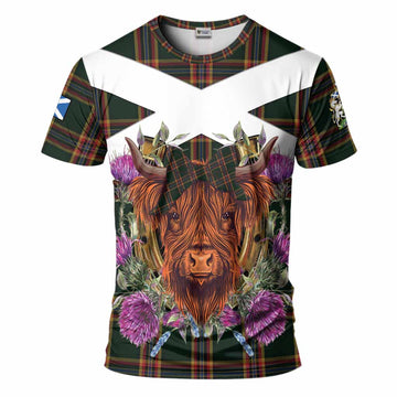 Moran Tartan T-Shirt Scottish Thistle Heilan Coo