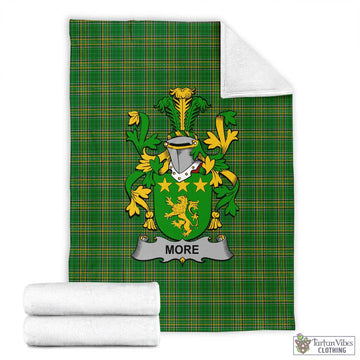 Tartan Vibes Clothing More Irish Clan Tartan Blanket with Coat of Arms