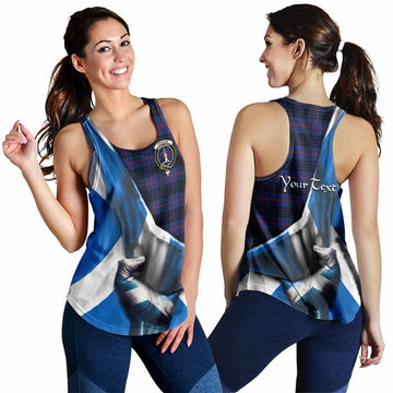 Morgan Tartan Women's Racerback Tanks with Family Crest Scotland Patriotic Style 4XL - Tartan Vibes Clothing