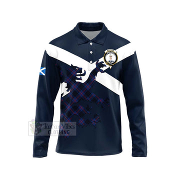 Morgan Tartan Lion Rampant Long Sleeve Polo Shirt Proudly Display Your Heritage with Alba Gu Brath and Clan Name Unisex - Tartan Vibes Clothing