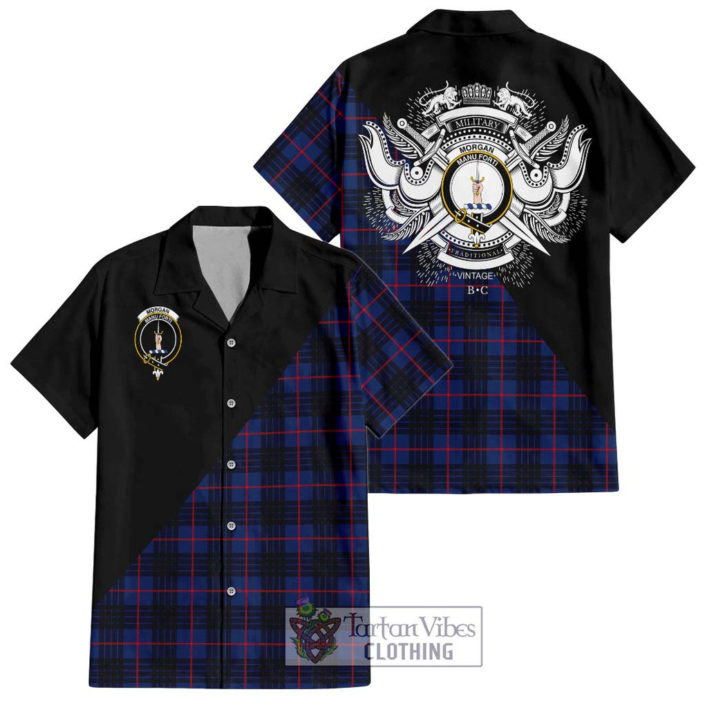 Morgan Tartan Hawaiian Shirt with Family Crest and Military Logo Style Kid - Tartan Vibes Clothing