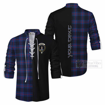 Morgan Tartan Ghillie Kilt Shirt with Family Crest and Half Of Me Style Men - Tartan Vibes Clothing