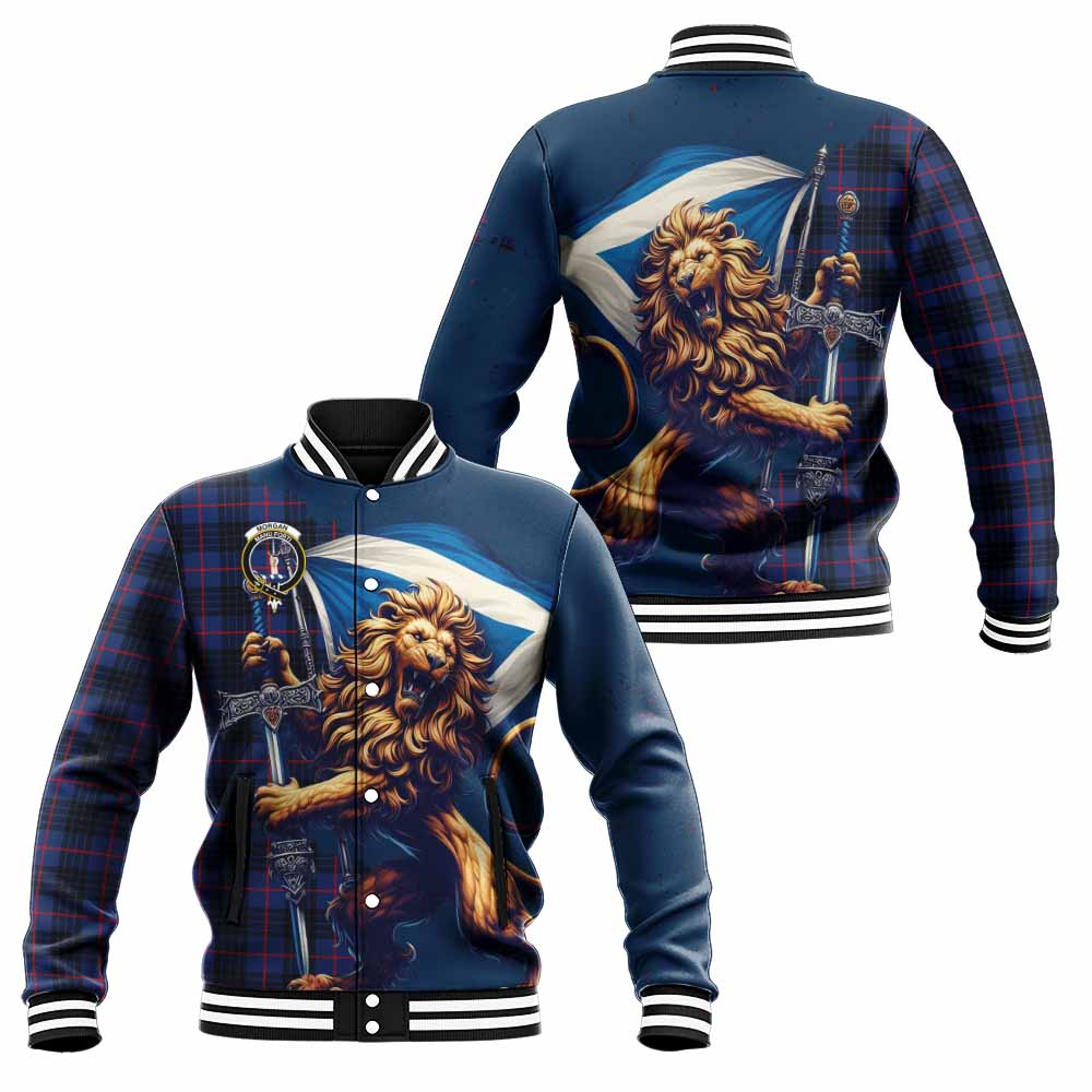Morgan Tartan Family Crest Baseball Jacket with Scottish Majestic Lion Unisex - Tartan Vibes Clothing