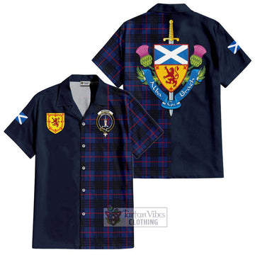 Morgan Tartan Hawaiian Shirt Alba with Scottish Lion Royal Arm Half Style Kid - Tartan Vibes Clothing
