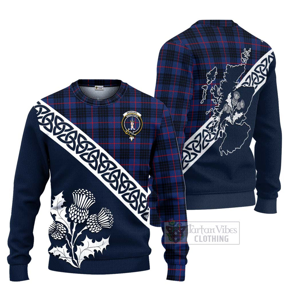 Morgan Tartan Ugly Sweater Featuring Thistle and Scotland Map Unisex - Tartan Vibes Clothing