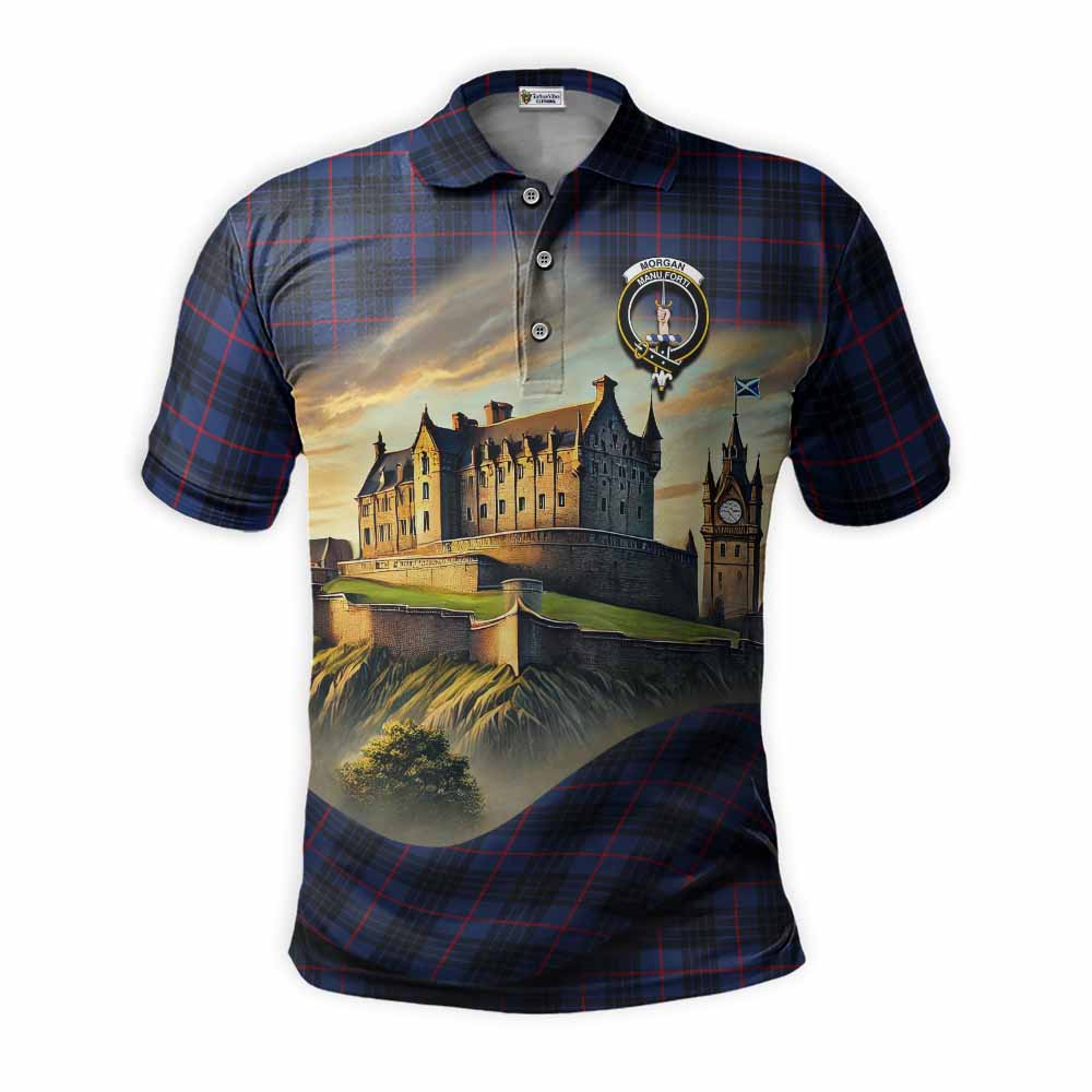 Tartan Vibes Clothing Morgan Tartan Family Crest Polo Shirt with Scottish Ancient Castle Stype