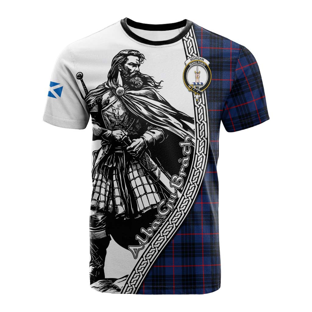 Morgan Tartan Clan Crest Cotton T-shirt with Highlander Warrior Celtic Style Kid's Shirt - Tartan Vibes Clothing