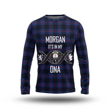 Morgan Tartan Long Sleeve T-Shirt with Family Crest DNA In Me Style Unisex - Tartan Vibes Clothing