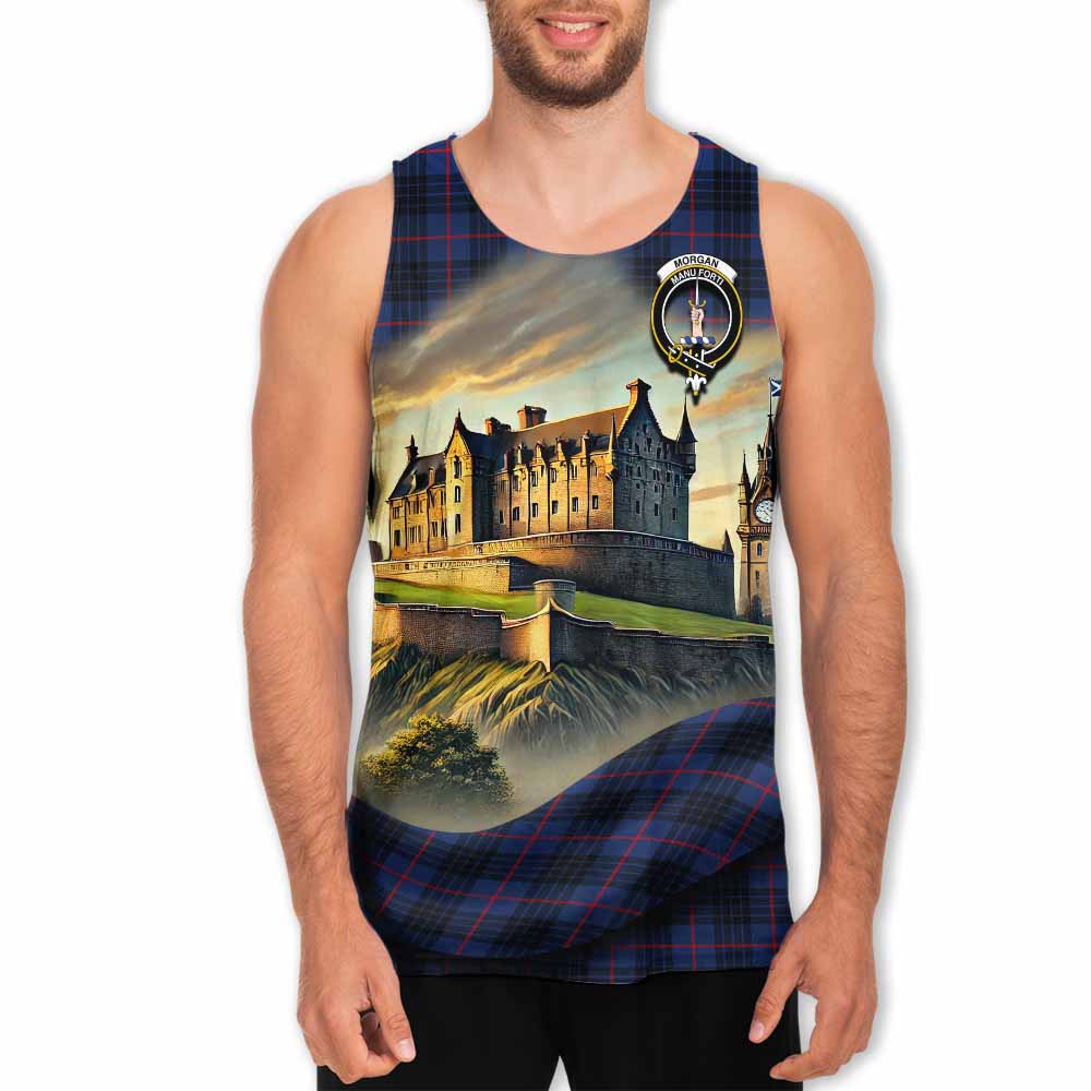 Morgan Tartan Family Crest Men's Tank Top with Scottish Ancient Castle Style Men - Tartan Vibes Clothing
