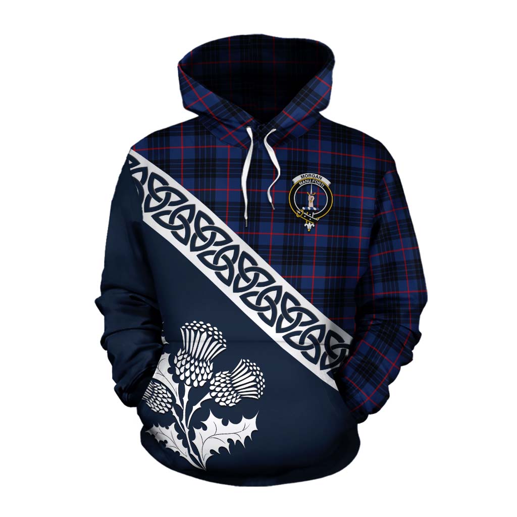 Morgan Tartan Cotton Hoodie Featuring Thistle and Scotland Map Pullover Hoodie XS - Tartan Vibes Clothing