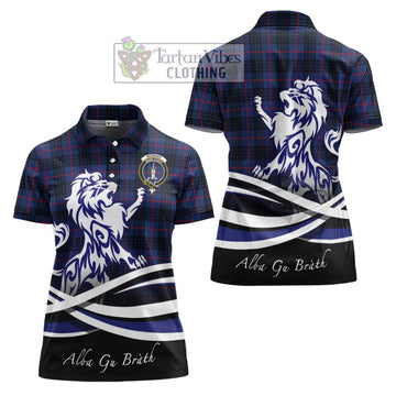 Morgan Tartan Women's Polo Shirt with Alba Gu Brath Regal Lion Emblem Women - Tartan Vibes Clothing