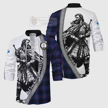 Morgan Tartan Clan Crest Ghillie Kilt Shirt with Highlander Warrior Celtic Style Men - Tartan Vibes Clothing