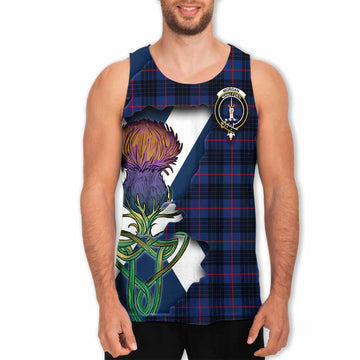 Tartan Vibes Clothing Morgan Tartan Family Crest Men's Tank Top Scottish Thistle Celtic Inspired