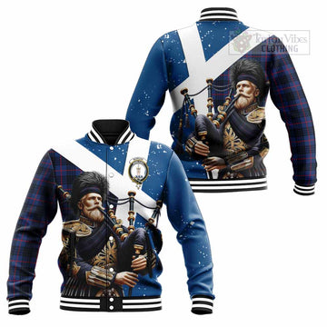 Morgan Tartan Baseball Jacket with Family Crest Scottish Bagpiper Vibes Unisex - Tartan Vibes Clothing