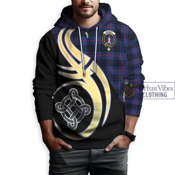 Morgan Tartan Hoodie with Family Crest and Celtic Symbol Style