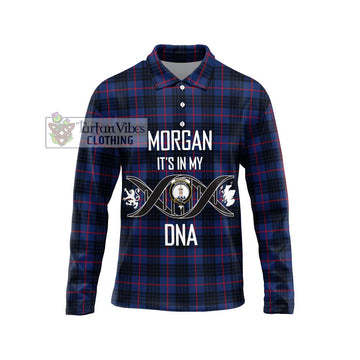 Morgan Tartan Long Sleeve Polo Shirt with Family Crest DNA In Me Style Unisex - Tartan Vibes Clothing
