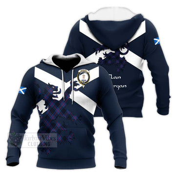 Morgan Tartan Lion Rampant Knitted Hoodie Proudly Display Your Heritage with Alba Gu Brath and Clan Name Unisex Knitted Pullover Hoodie - Tartan Vibes Clothing
