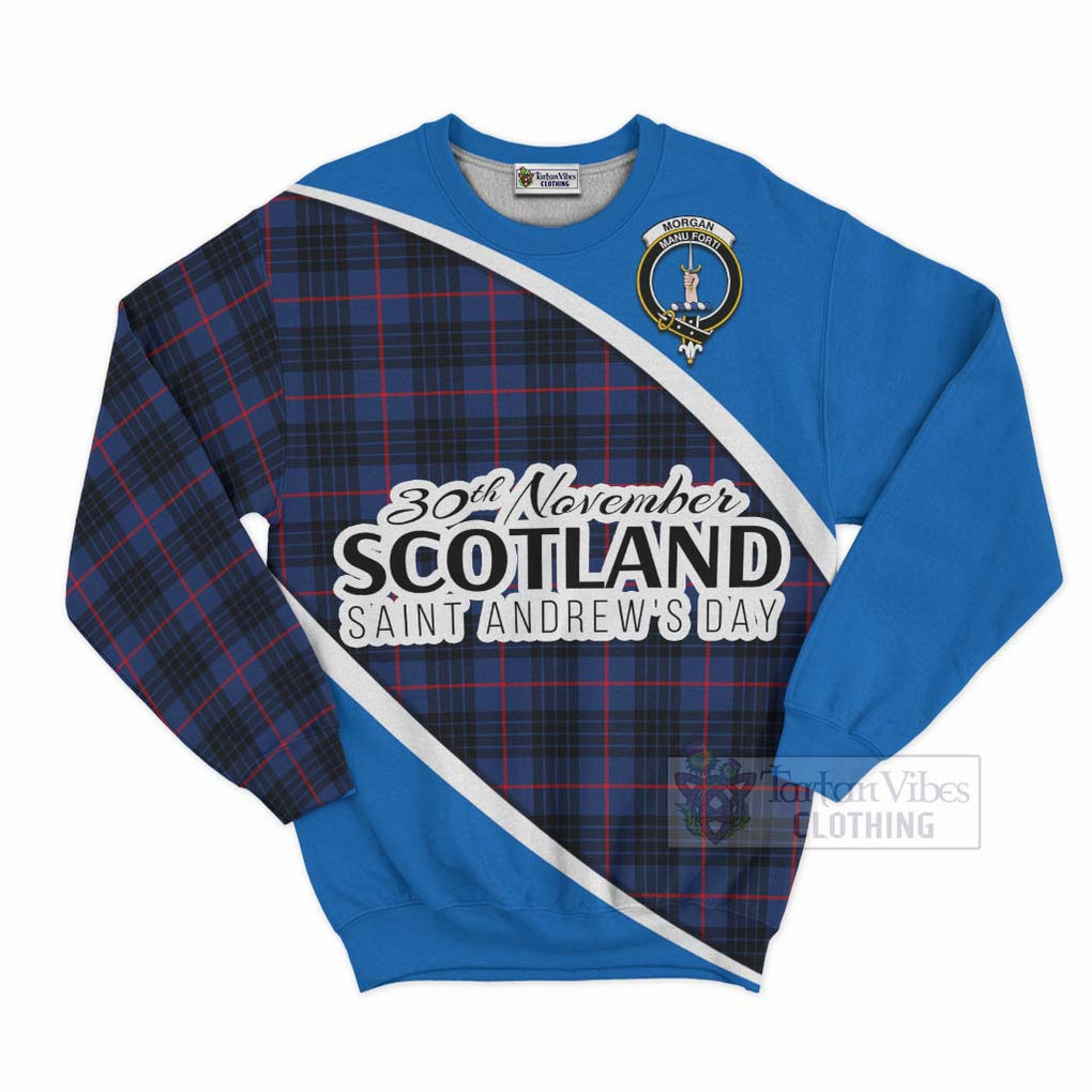 Morgan Family Crest Tartan Sweatshirt Celebrate Saint Andrew's Day in Style Unisex - Tartan Vibes Clothing