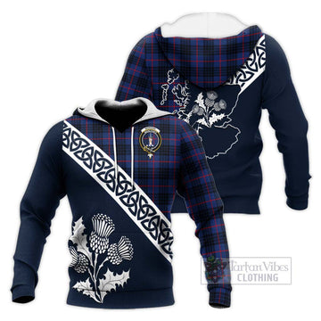 Morgan Tartan Knitted Hoodie Featuring Thistle and Scotland Map Unisex Knitted Pullover Hoodie - Tartan Vibes Clothing