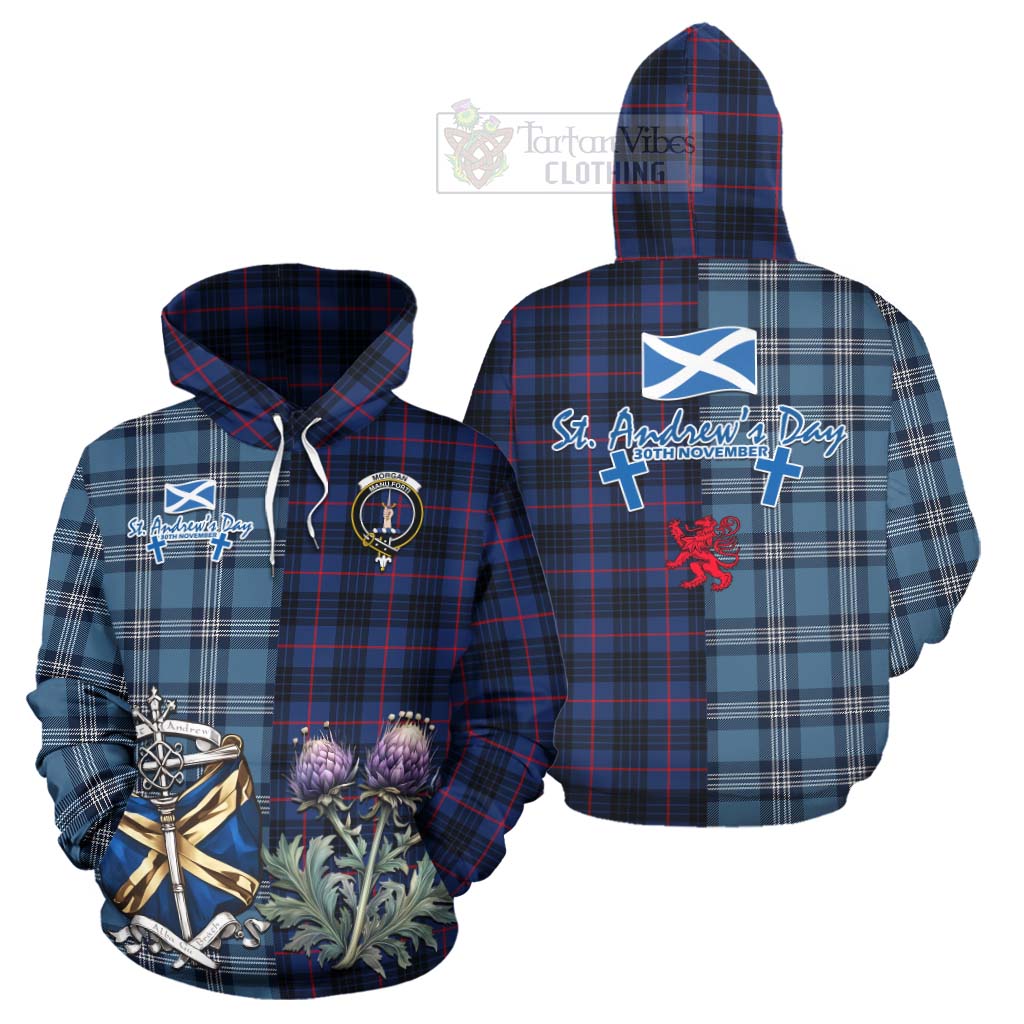 Morgan Tartan Hoodie Happy St. Andrew's Day Half Tartan Style Zip Hoodie - Tartan Vibes Clothing
