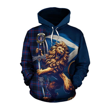 Morgan Tartan Family Crest Cotton Hoodie with Scottish Majestic Lion Pullover Hoodie XS - Tartan Vibes Clothing
