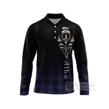 Morgan Tartan Long Sleeve Polo Shirt Featuring Alba Gu Brath Family Crest Celtic Inspired Unisex - Tartan Vibes Clothing