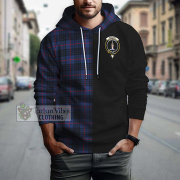 Morgan Tartan Hoodie with Family Crest and Half Of Me Style Zip Hoodie - Tartan Vibes Clothing
