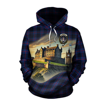 Morgan Tartan Family Crest Cotton Hoodie with Scottish Ancient Castle Style Pullover Hoodie XS - Tartan Vibes Clothing