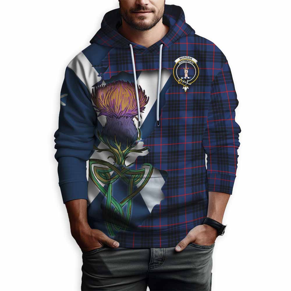 Morgan Tartan Family Crest Hoodie Scottish Thistle Celtic Inspired Pullover Hoodie - Tartan Vibes Clothing