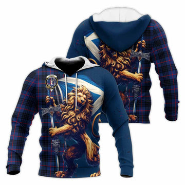 Morgan Tartan Family Crest Knitted Hoodie with Scottish Majestic Lion Unisex Knitted Pullover Hoodie - Tartan Vibes Clothing