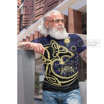 Morgan Tartan Cotton T-shirt with Family Crest Celtic Wolf Style Men's Shirt - Tartan Vibes Clothing