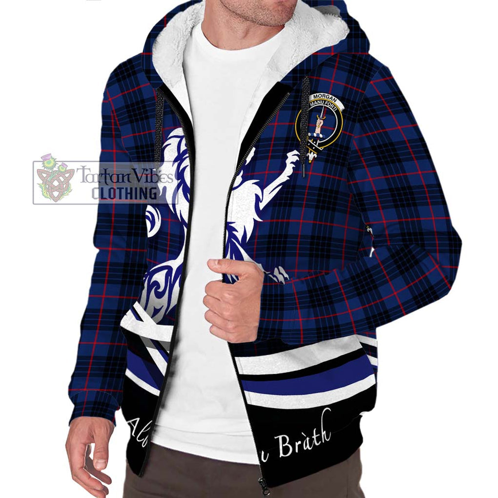Morgan Tartan Sherpa Hoodie with Alba Gu Brath Regal Lion Emblem Unisex S - Tartan Vibes Clothing