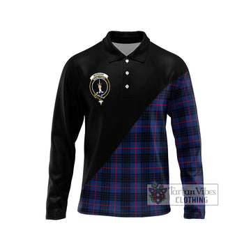 Morgan Tartan Long Sleeve Polo Shirt with Family Crest and Military Logo Style Unisex - Tartan Vibes Clothing