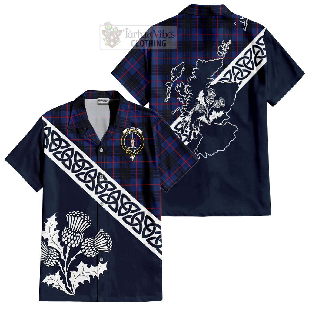 Morgan Tartan Hawaiian Shirt Featuring Thistle and Scotland Map Kid - Tartan Vibes Clothing
