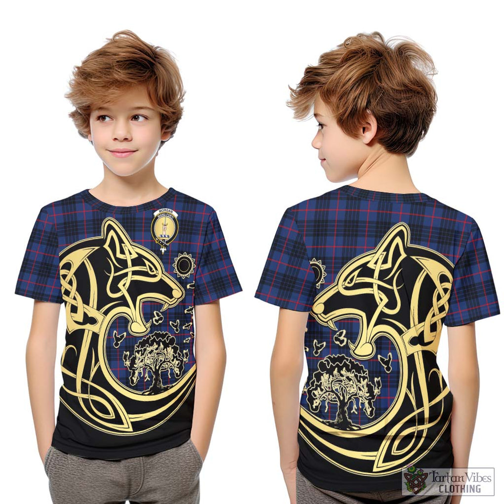 Morgan Tartan Kid T-Shirt with Family Crest Celtic Wolf Style Youth XL Size14 - Tartan Vibes Clothing