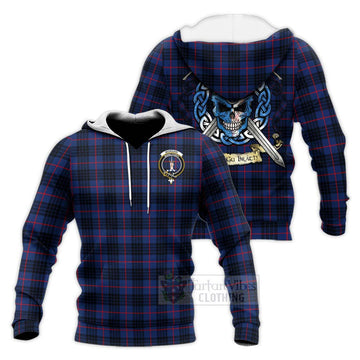 Morgan Tartan Knitted Hoodie with Family Crest Celtic Skull Style Unisex Knitted Pullover Hoodie - Tartan Vibes Clothing