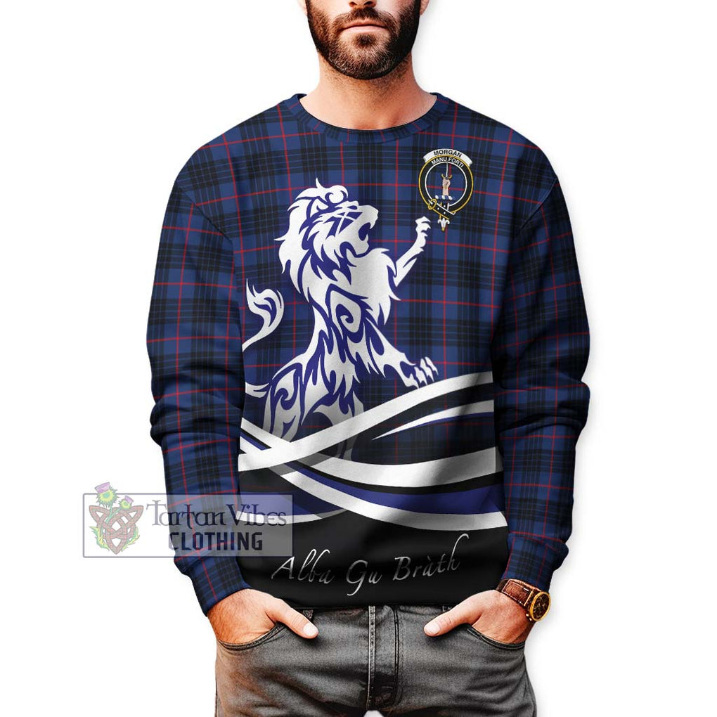 Morgan Tartan Sweatshirt with Alba Gu Brath Regal Lion Emblem Unisex - Tartan Vibes Clothing