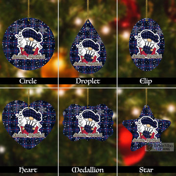 Morgan Tartan Christmas Aluminium Ornament with Scottish Gnome Playing Bagpipes Aluminium - Tartan Vibes Clothing
