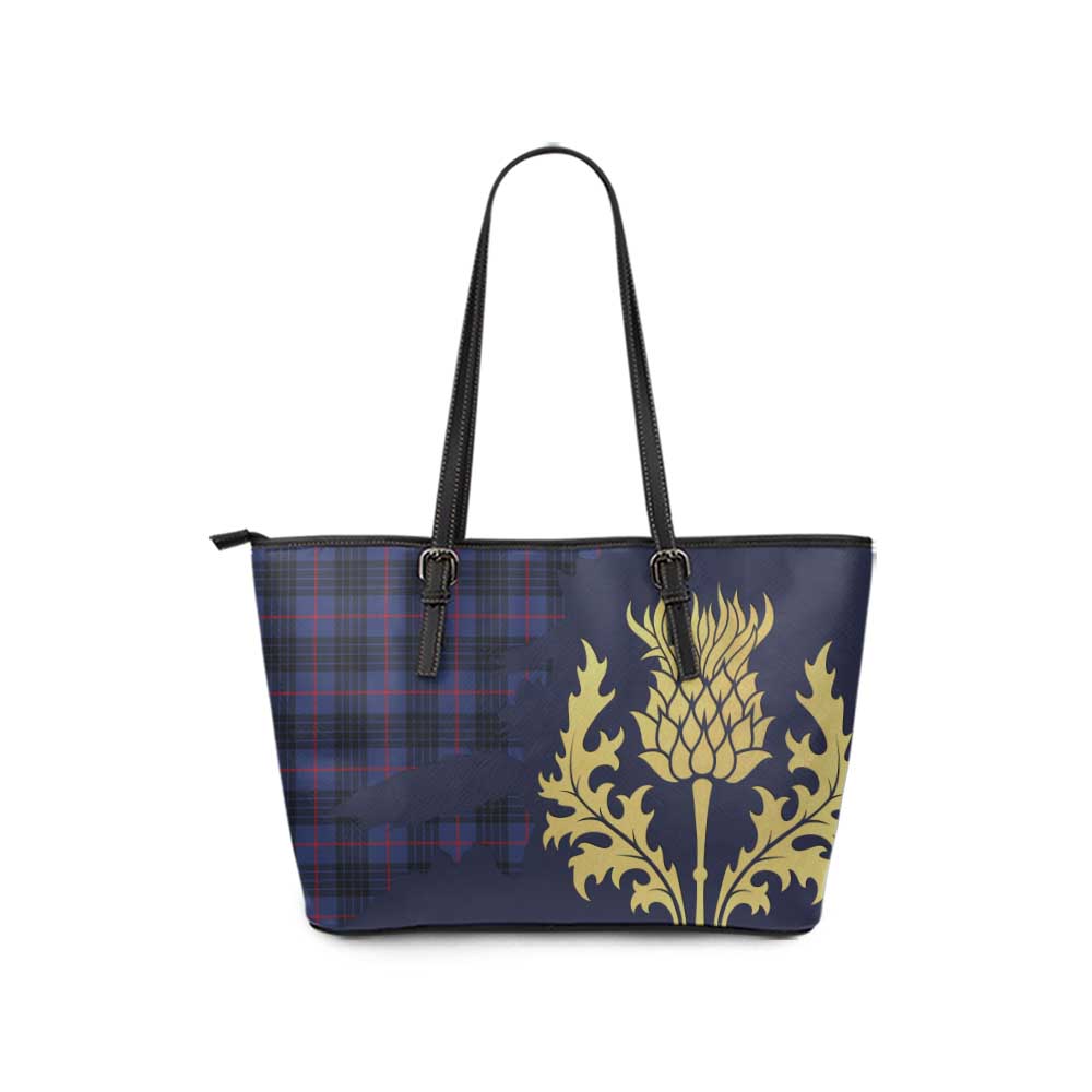 Morgan Tartan Leather Tote Bag Gold Thistle Style - Tartan Vibes Clothing