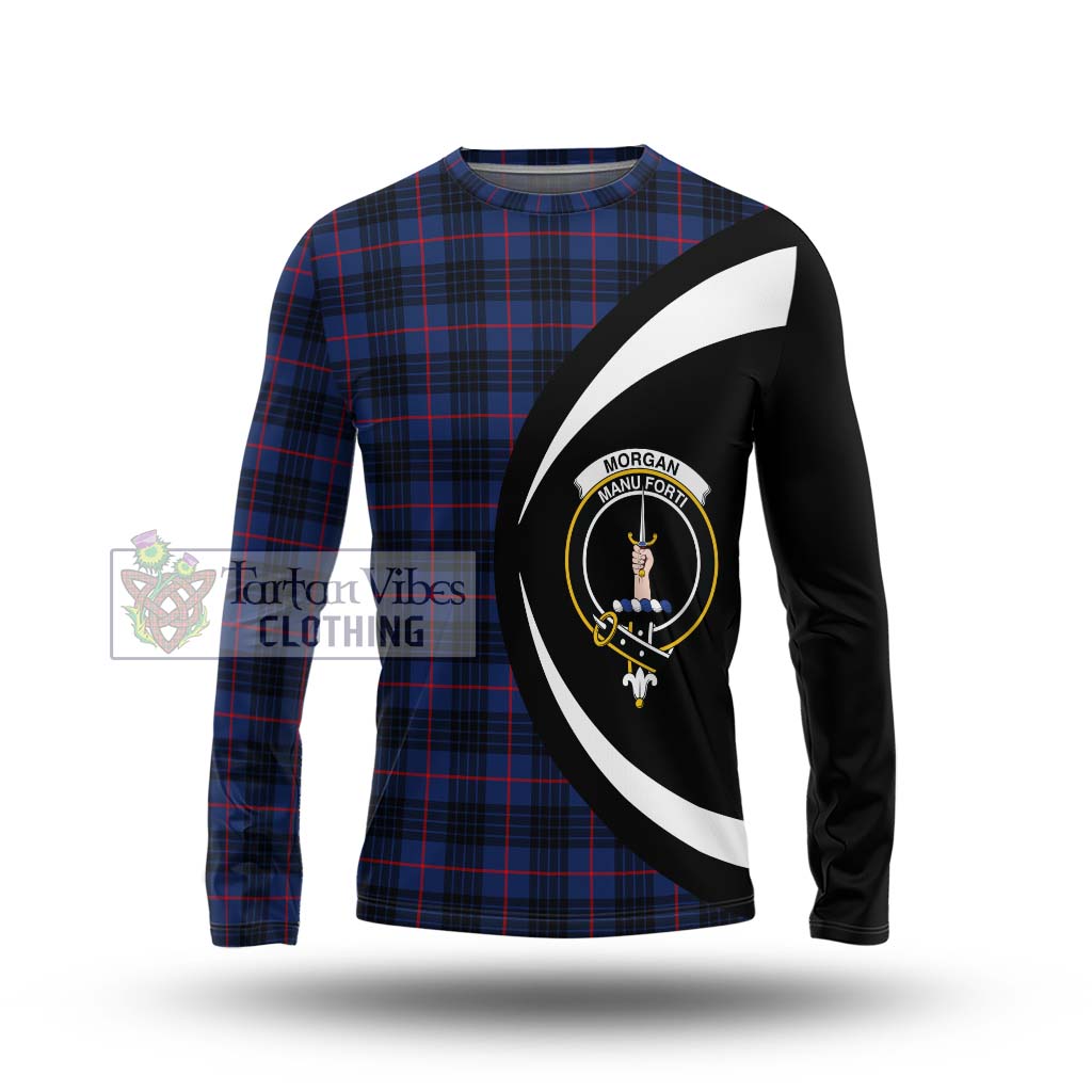Morgan Tartan Long Sleeve T-Shirt with Family Crest Circle Style Unisex - Tartan Vibes Clothing