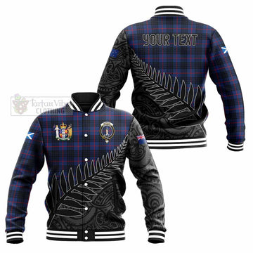 Tartan Vibes Clothing Morgan Crest Tartan Baseball Jacket with New Zealand Silver Fern Half Style