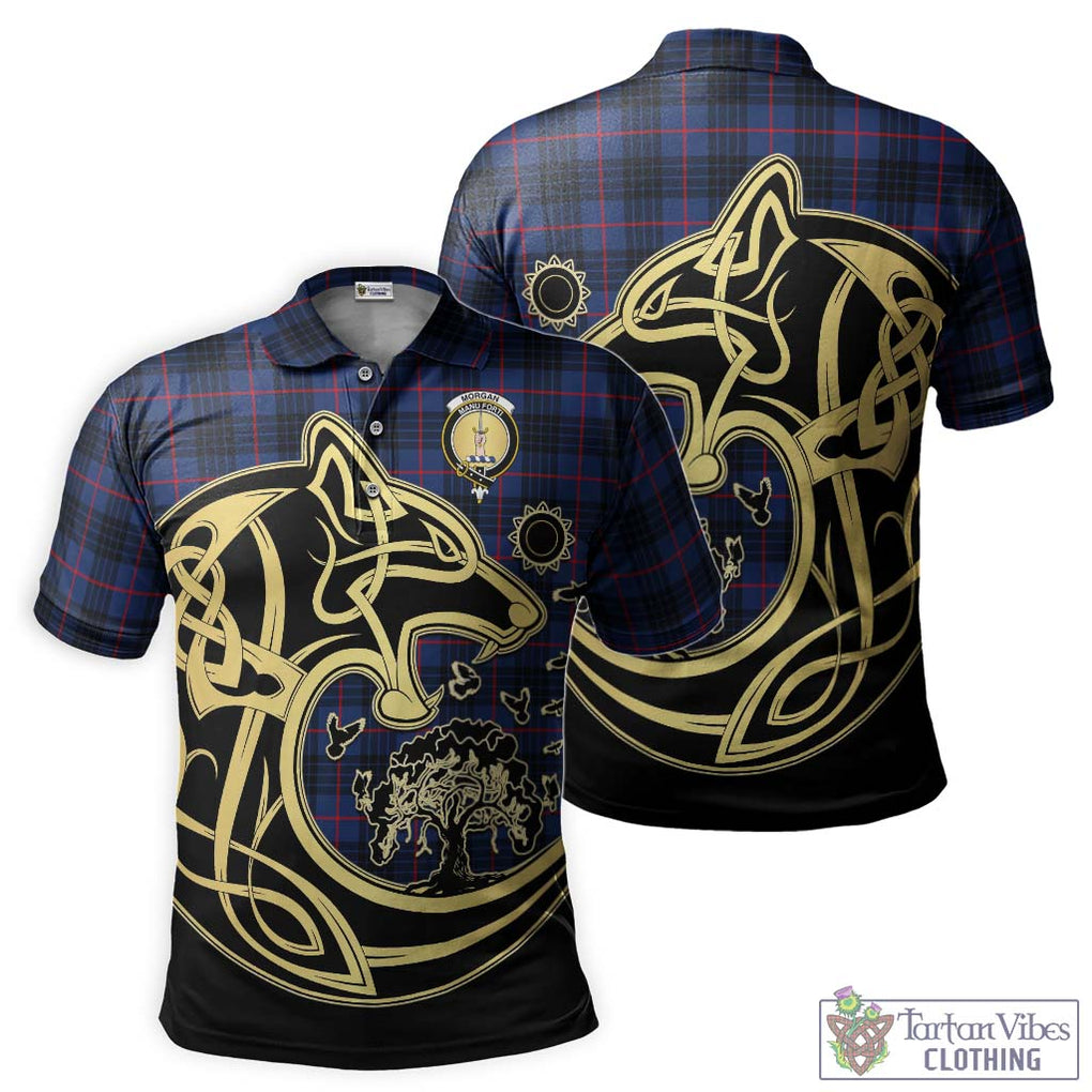 Morgan Tartan Polo Shirt with Family Crest Celtic Wolf Style Kid - Tartan Vibes Clothing