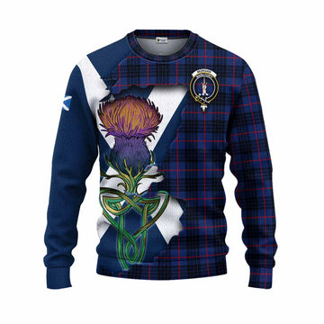 Tartan Vibes Clothing Morgan Tartan Family Crest Knitted Sweater Scottish Thistle Celtic Inspired