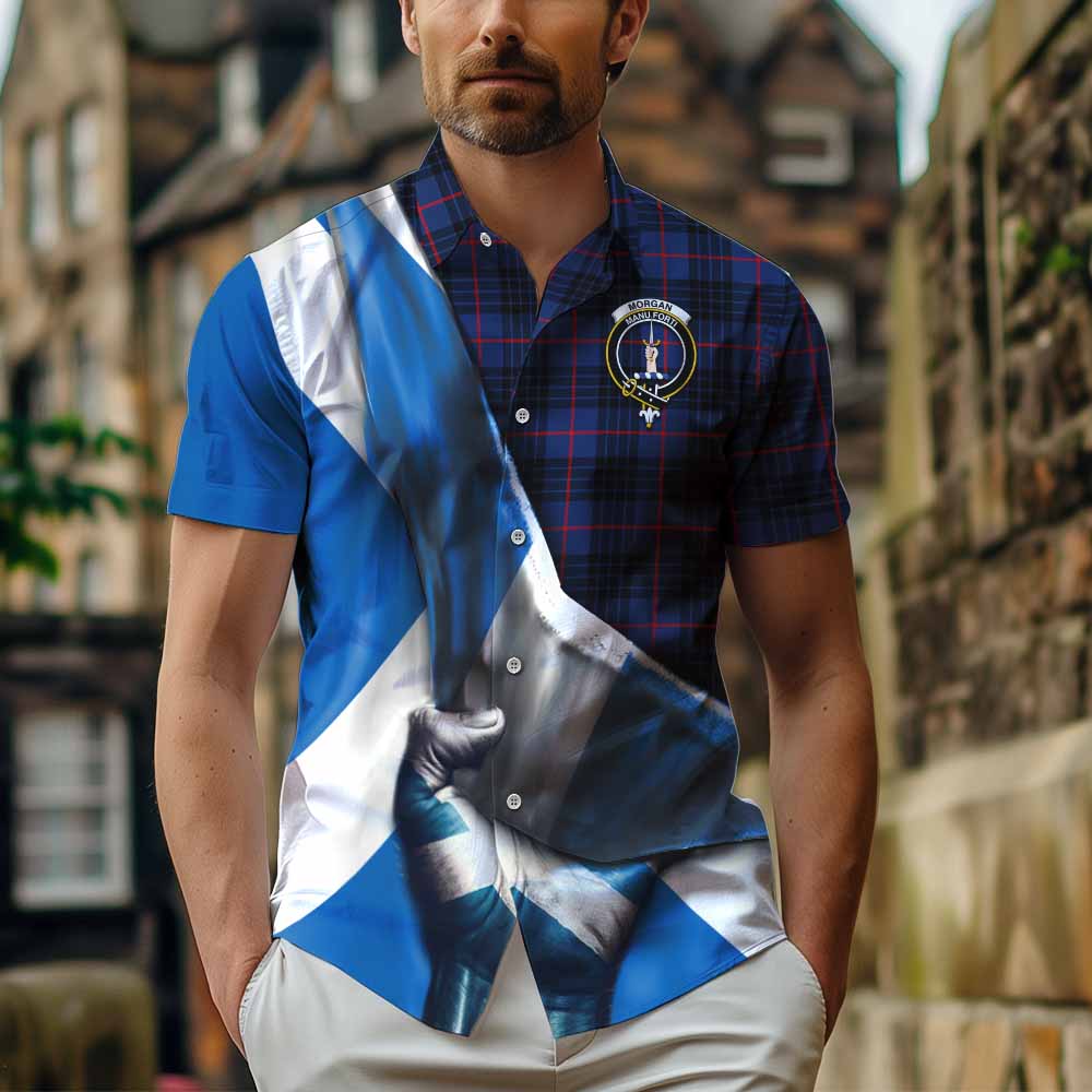 Morgan Tartan Hawaiian Shirt with Family Crest Scotland Patriotic Style Kid - Tartan Vibes Clothing