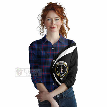 Morgan Tartan Women's Casual Shirt with Family Crest Circle Style Female - Tartan Vibes Clothing