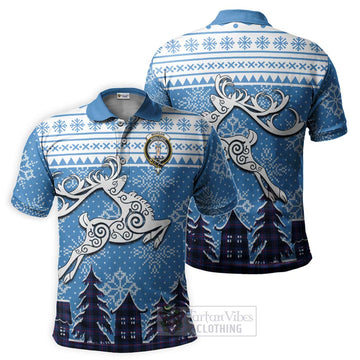 Tartan Vibes Clothing Morgan Clan Christmas Polo Shirt Celtic Reindeer Style
